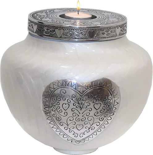 Vista 11 de hlc Urnas - Urna de cremación de corazón, urna funeraria para cenizas humanas, urna de entierro con grabado detallado, 100% aluminio, tamaño grande
