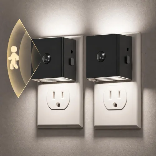 Vista 11 de L LOHAS LED Luz nocturna enchufable con sensor de movimiento y sensor de Negro