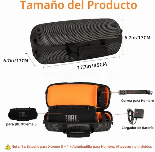 Vista 2 de Funda para altavoz Bluetooth JBL Xtreme 5, bolsa de almacenamiento de transporte de viaje para adaptador de cargador y accesorios