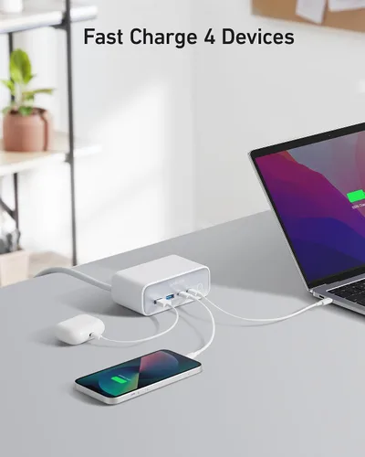 Vista 7 de Anker Estación de carga 525, tira de alimentación USB C de 7 en 1 para iPhone 13/14, cable de extensión de 5 pies con 3 AC, 2 USB A, 2 USB C