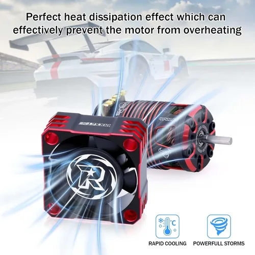 Vista 3 de Surpass Hobby - Ventilador de refrigeración RC de 0.984 in, 32000 rpm, ventilador de coche RC para escala 1/10, 1/8, 1/12 RC Turbo ESC (negro rojo)