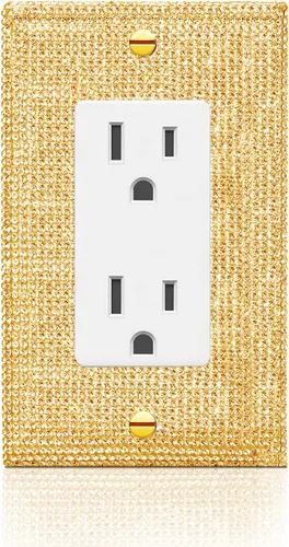 Vista 7 de 4 piezas de placa de pared rosa plateado brillante cubierta decorativa interruptor de luz cubierta de interruptor de palanca única diamantes