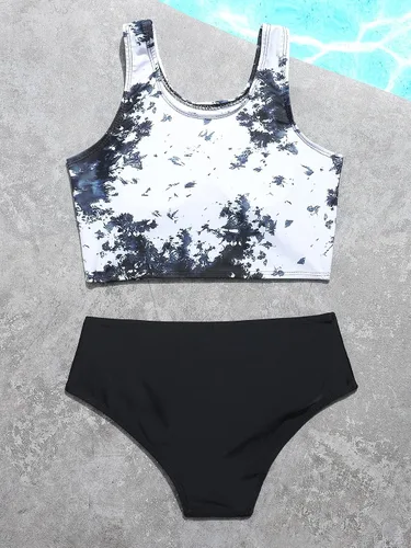 Vista 2 de SOLY HUX Trajes de baño de 2 piezas para niña con cordón lateral