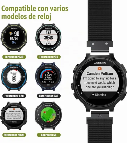 Vista 3 de NotoCity Para Forerunner 735XT Banda Nylon Forerunner 235 Smartwatch Band Forerunner 630/620/220/230 Correa Approach S6 Watchband (negro)