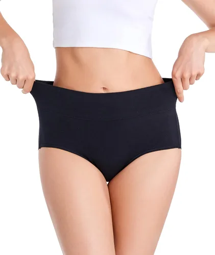 Vista 5 de youlehe Ropa interior de algodón para mujer, de cintura alta, cobertura completa, suave, transpirable