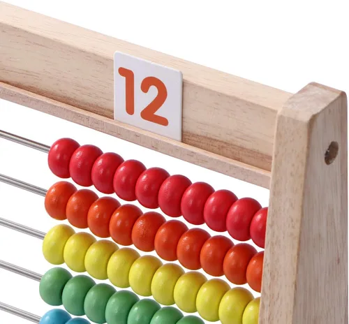 Vista 7 de Ábaco de madera para niños, marco de conteo Montessori de 100 cuentas para matemáticas