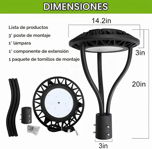 Vista 5 de Luz LED superior para poste con fotocélula del atardecer al amanecer, 4