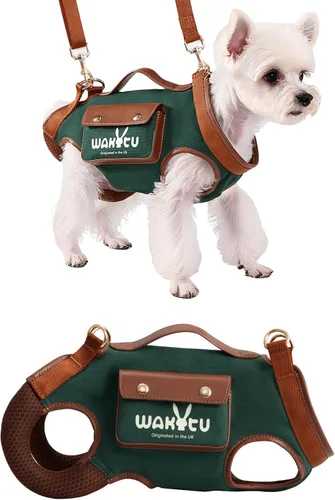 Vista 20 de Wakytu Arnés de elevación para perro, arnés VES ajustable para perro, correa ajustable para perro con bolsa pequeña para golosinas para cachorros