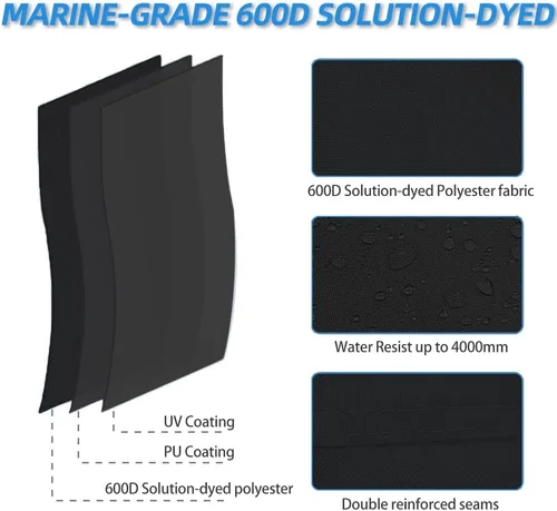 Vista 5 de 4 Bow Marine Grade Bimini Top Replacement Cover, Heavy-Duty Waterproof and UV-Proof Boat Canopy, Fade and Crack Resistant Easy Install Zipper