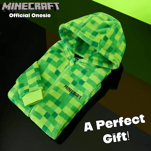 Vista 2 de Minecraft Pyjama For Boys, Kids Pyjamas All in One, Super Soft Hooded Pyjamas, Gifts For Gamers Boys Girls