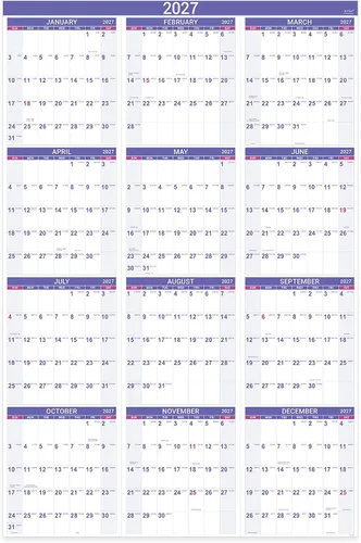 Vista 14 de Calendario anual de pared 2027, enero de 2027 a diciembre de 2027, planificador anual, 34.3 x 22.8 pulgadas (abierto), calendario de pared grande 27