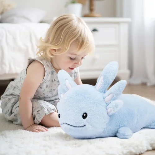 Vista 3 de Niuniu Daddy Animales de peluche con peso de ajolote azul de 24 pulgadas 5 libras para niños, adultos, niñas, niños, juguete de peluche gigante