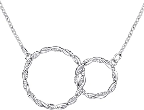 Vista 7 de AM ANNIS MUNN Collar para madre e hija, regalo de suegra de plata de ley 925 para mujer, collar de círculo infinito para mujer, collares para mujer