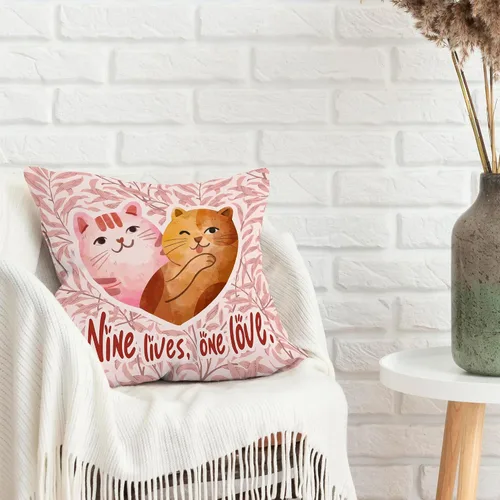 Vista 4 de Fundas de almohada rosas con diseño floral de San Valentín, regalos para mujeres, novias, parejas, amantes de los gatos, divertidas fundas