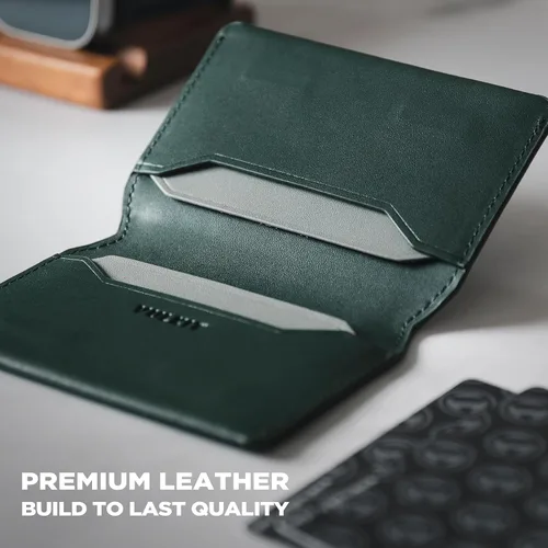 Vista 6 de VULKIT Cartera de Cuero Portafolios delgada Minimalista con Bloqueo RFID, Portafolios de Tarjetas de Crédito con Cierre Magnético de Bolsillo Oliva