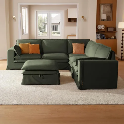 Vista 23 de Sofá modular lavable de gran tamaño de 89 pulgadas, sofá nube con funda totalmente extraíble, sofás seccionales para sala de estar, tela