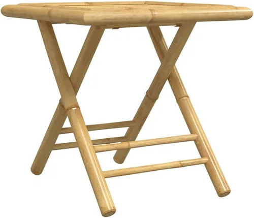 Vista 5 de 3-Piece Bamboo Bistro Set Outdoor Patio Furniture Foldable Square Table and Chairs Modern Design for Balcony Garden Terrace