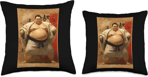 Vista 3 de Sumo Wrestler I Love Japanese Sumo Vintage Art Throw Pillow