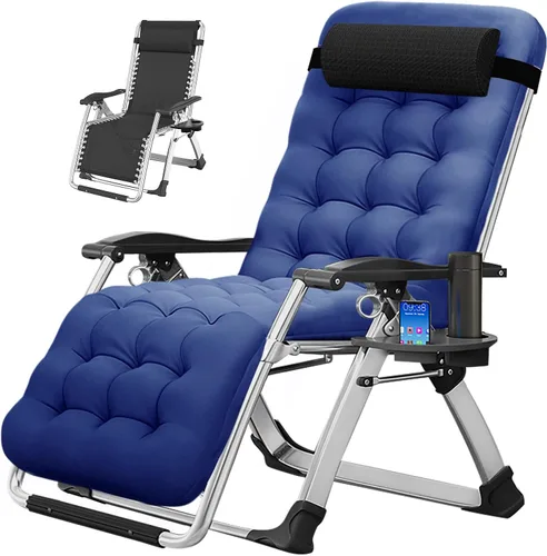 Vista 21 de MOPHOTO Silla de gravedad cero, silla de salón acolchada para exteriores con mesa lateral, silla reclinable de gravedad cero, silla reclinable