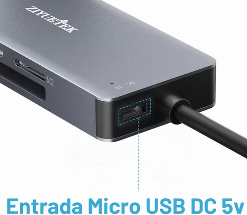 Vista 6 de Lector de Tarjetas SD USB C, Lector de Memoria Thunderbolt 3 de 5 en 1 de Aluminio para CF, SD/SDHC, TF/Micro SD/MS/M2, Tarjeta CompactFlash