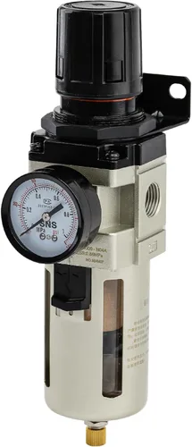 Vista 8 de Regulador de presión de aire SNS rosca hembra 1/8 NPT 0-150 PSI ajustable, con soporte y manómetro AR2000-N01