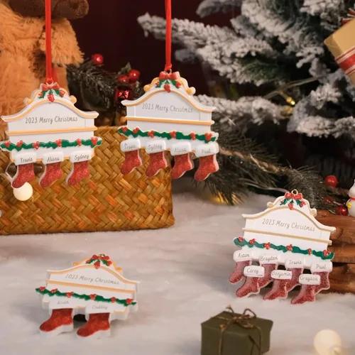 Vista 3 de JewelOra Adornos de Navidad, personalizados de 2 a 6 miembros de la familia, adorno personalizado para árbol de Navidad, decoraciones de vacaciones