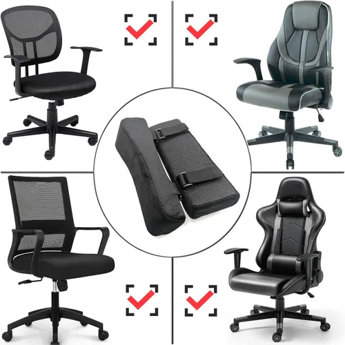 Vista 6 de Easy-You - Juego de 2 fundas para reposabrazos de silla de oficina, cómodas almohadas para reposabrazos (2 almohadas negras para reposabrazos)