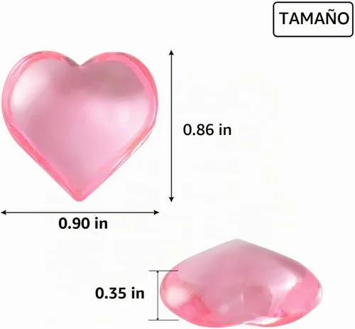 Vista 2 de 150 piezas de cristal acrílico rosa en forma de corazón gemas