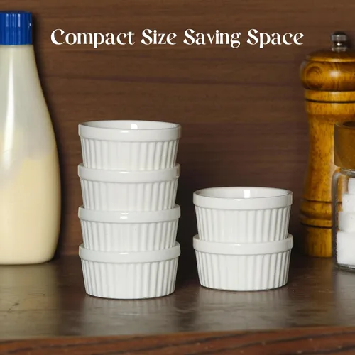 Vista 6 de DOWAN Cuencos para inmersión de 1.5 onzas, mini ramequines, pequeños platos de porcelana Ramekin, tazas de postre pequeños cuencos para condimentos