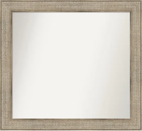 Vista 92 de Amanti Art Espejo de baño plateado para sobre fregadero, 26 x 26 pulgadas, espejo cuadrado de níquel pulido, marco de madera tradicional mediano, se