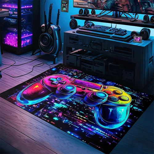 Vista 9 de Alfombra de videojuegos para habitación de niños, alfombra de control de videojuegos, decoración de habitación de jugadores para niños, adolescentes