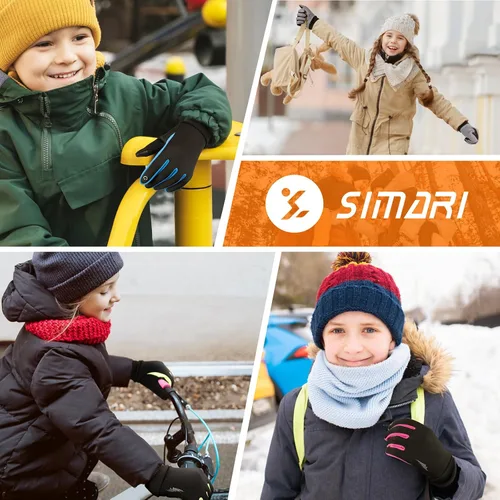 Vista 7 de SIMARI Guantes de invierno para niños, sensibles para pantalla táctil, térmicos, resistentes al agua, para niños y niñas, correr, ciclismo, nieve