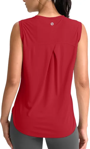 Vista 9 de SANTINY Camiseta sin mangas de entrenamiento para mujer, camiseta atlética Negro