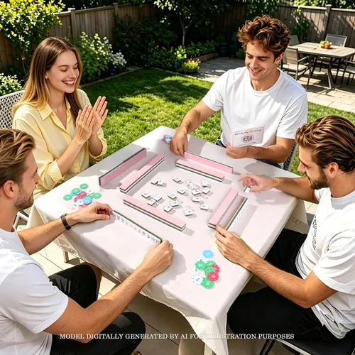 Vista 6 de American Mahjong - Juego de azulejos para amantes de Mah Jong Rosa pálido