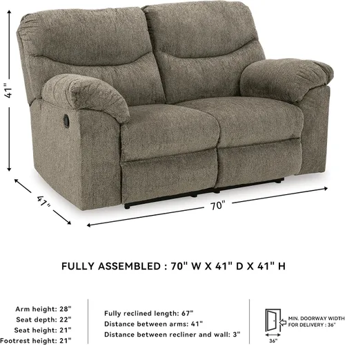 Vista 3 de Signature Design by Ashley Alphons - Sofá biplaza reclinable de transición, color gris claro
