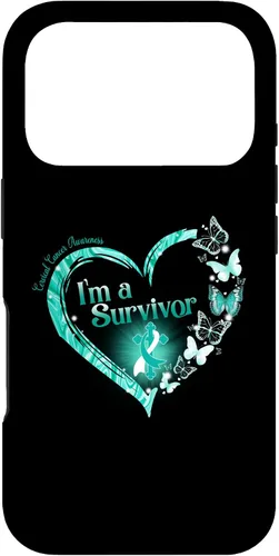 Vista 30 de Teal Ribbon Butterfly Cervical Cancer I'm A Survivor Case for iPhone 17