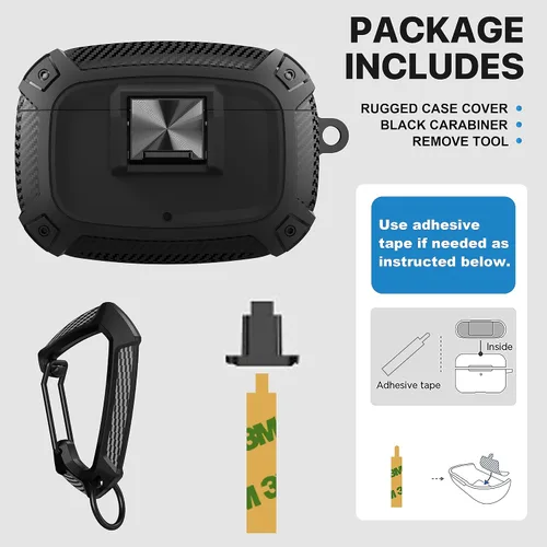 Vista 6 de Maxjoy Funda para Beats Studio Buds, Studio Buds Plus 2023 con cerradura, Studios Bud + fundas protectoras a prueba de golpes con llavero para Beats