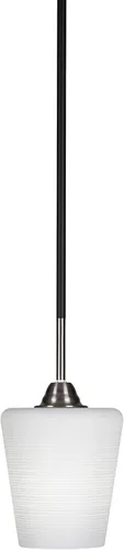 Vista 181 de Toltec Lighting Paramount - Mini colgante de 1 luz en acabado negro mate con cristal de arte perla de 7 pulgadas y estilo negro