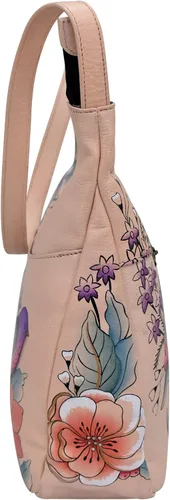 Vista 5 de Anna by Anuschka Womens Original Hand-Painted Genuine Leather Medium Shopper Hobo