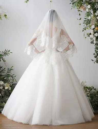 Vista 3 de EllieHouse - Velo de novia de 2 niveles con peine X30