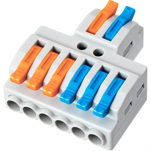 Vista 8 de 10 conectores de cable de palanca, conector de cable de cableado rápido, bloque de terminales de conductor a presión (2 en 4 salidas)