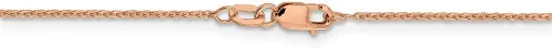 Vista 4 de Collar de cadena con cable plano de oro rosa de 14 quilates, 0.043in, con cierre seguro de langosta