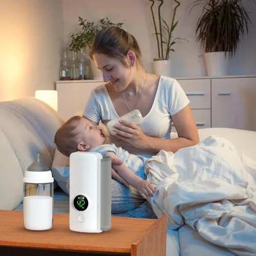 Vista 2 de TeqHome Calentador de biberones portátil para viajes, calentamiento instantáneo y calentamiento constante, calentador de biberones portátil