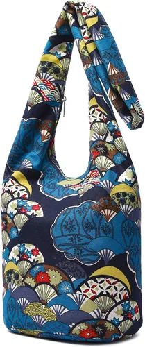 Vista 223 de Bolsa de hombro para mujer, de lona en estilo hippie/bohemio para llevar cruzada al hombro, disponible en diferentes colores y estampados