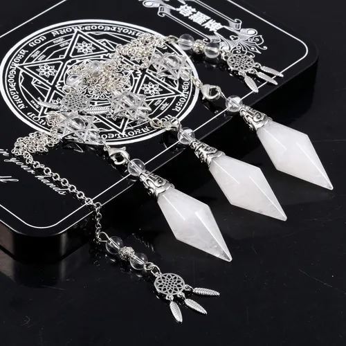 Vista 5 de SUNYIK Juego de piedras de runa grabadas con ojo de tigre y péndulo de 12 puntas de cristal facetadas, kit de cristal Wicca del alfabeto Futhark