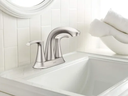 Vista 10 de Moen Graeden Spot Resist - Grifo de baño central de níquel cepillado de 2 manijas y 4 pulgadas