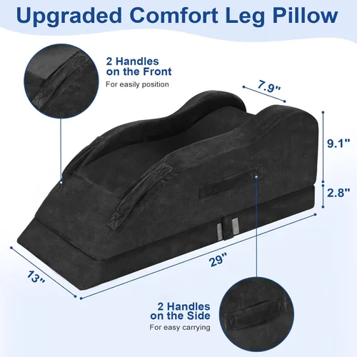 Vista 2 de KingPavonini Almohadas ajustables de elevación de piernas para después de la cirugía, curva ergonómica mantiene la rodilla recta, almohada de espuma