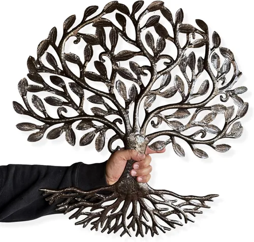 Vista 3 de it's cactus - metal art haiti Decoración del hogar Árbol de la vida con raíces, placas para colgar en la pared para interiores y exteriores
