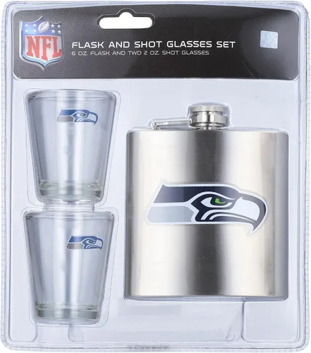 Vista 8 de Juego de vasos de chupito y petaca de acero inoxidable de la NFL