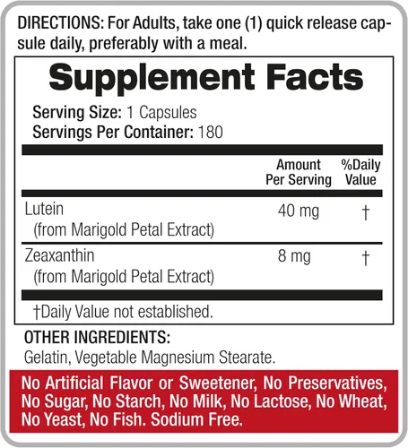 Vista 5 de FITO MEDIC'S Lab Luteína 180 Cápsulas 40 mg Suplementos de Luteína 40 mg Luteína y zeaxantina Extracto Concentrado Luteína 40 mg